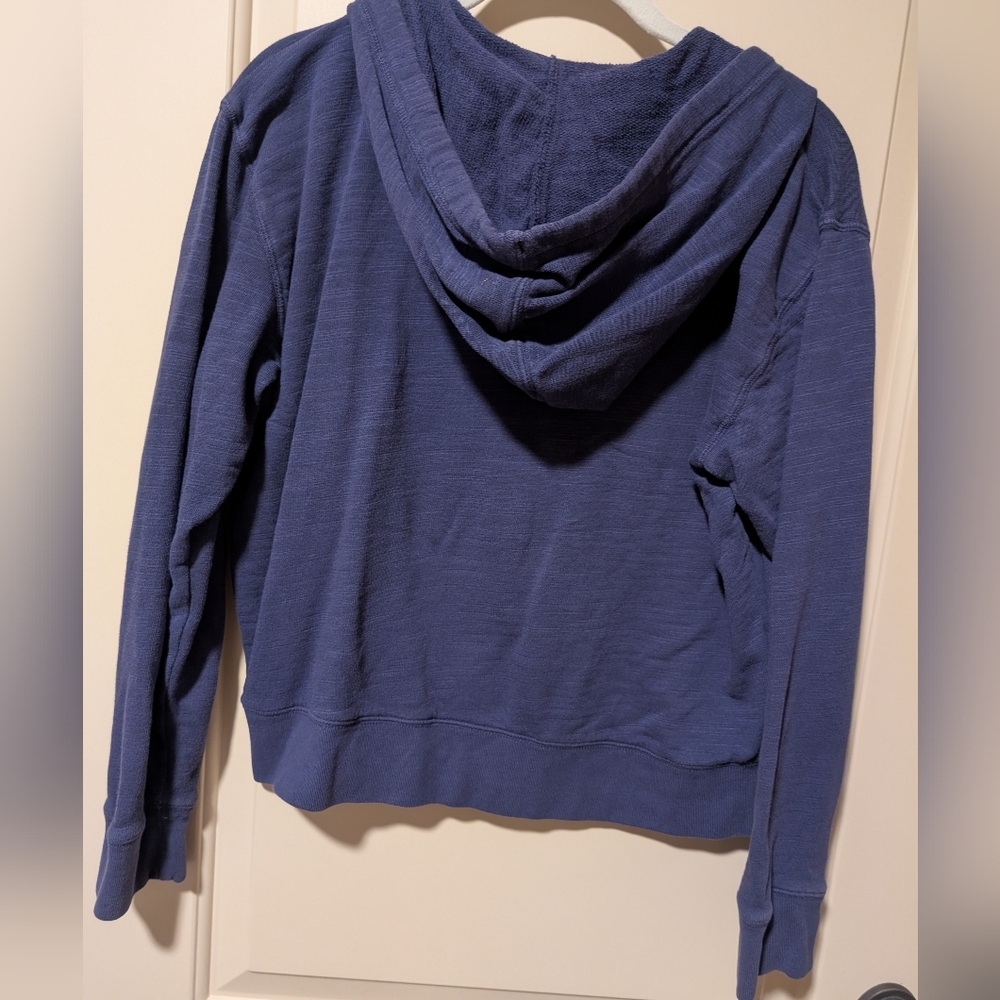 J. Crew Vintage Fleece Cropped Sweatshirt Hoodie, Blue, EUC, Size M - Picture 3 of 9